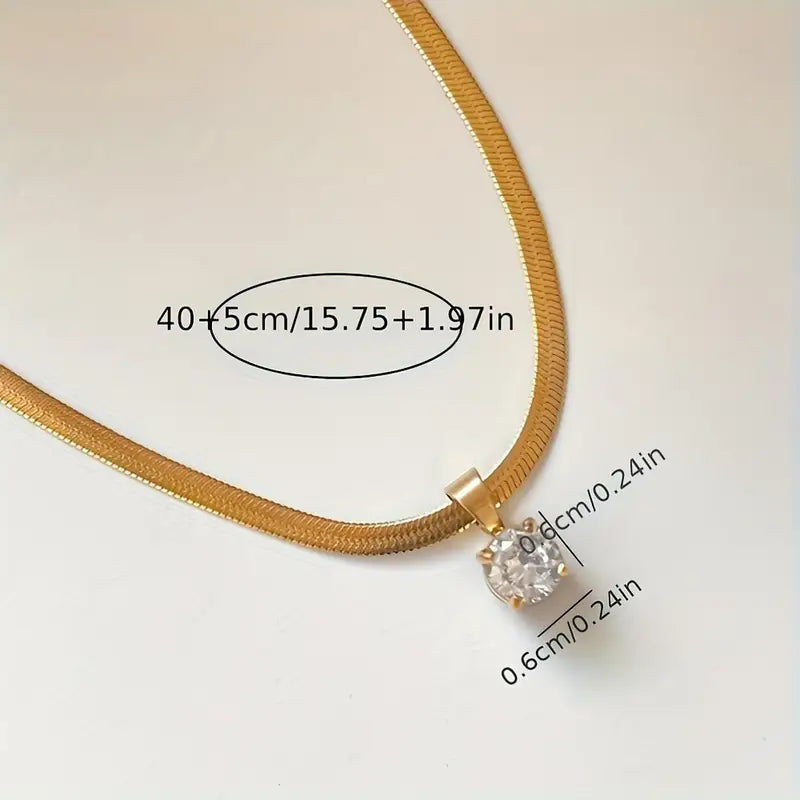 Collar con Dije de Diamantes de Imitación | Oro