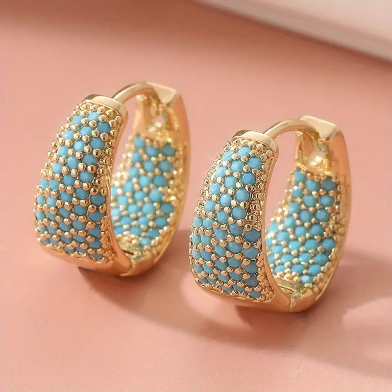 Arracadas de Turquesa con Cuentas Doradas | Oro