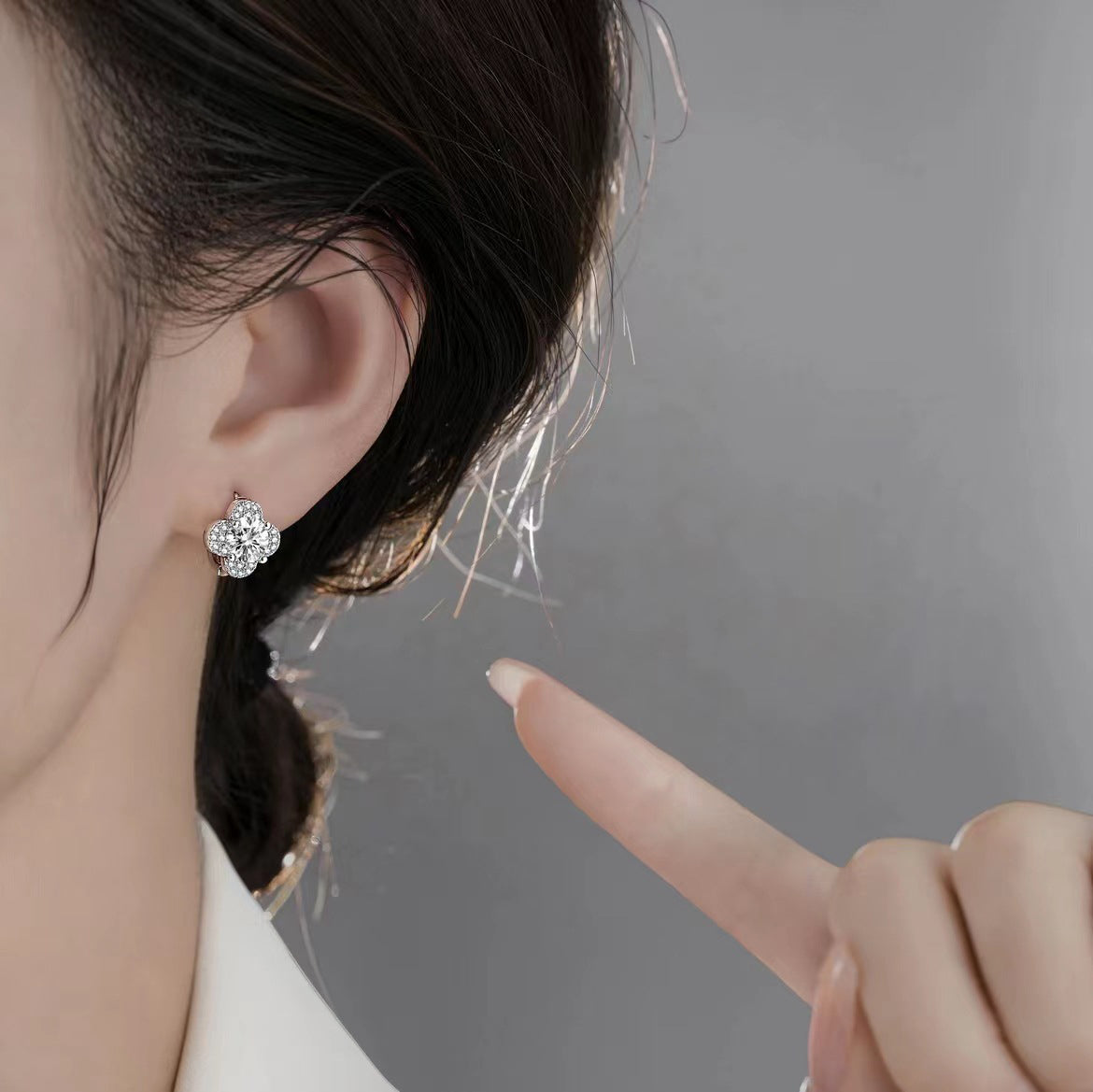 Aretes Trébol | Oro blanco