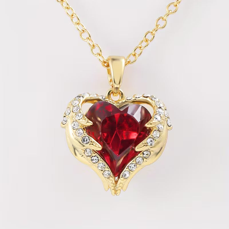 Collar Abrazo Angelical Corazón Rubí | Oro