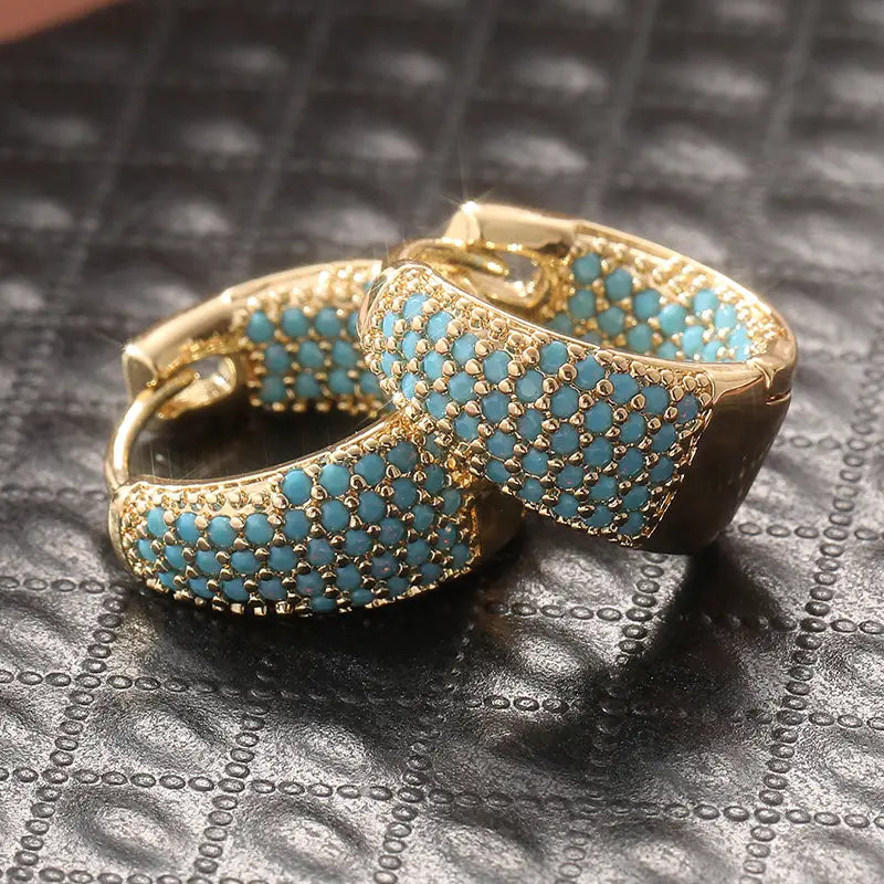 Arracadas de Turquesa con Cuentas Doradas | Oro