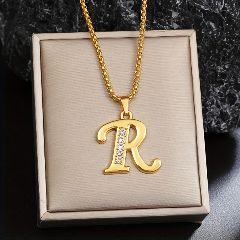 Collar con inicial de cristal | Oro