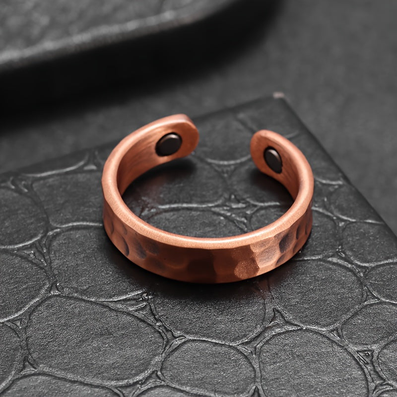 Anillo de Banda Texturizada en Cobre