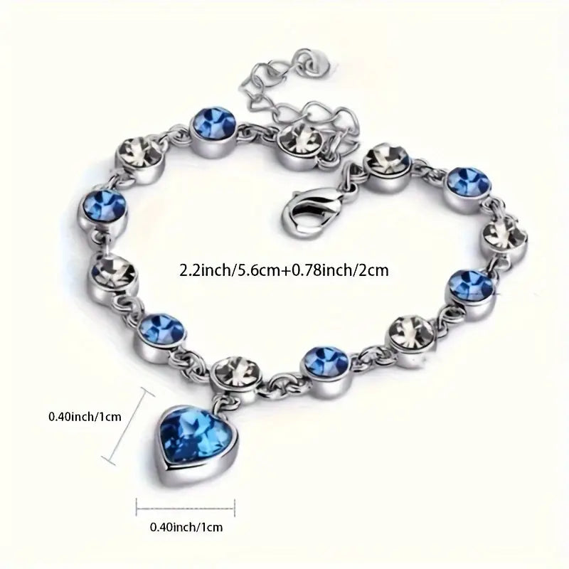 Pulsera Corazón Océano Brillo | Oro blanco