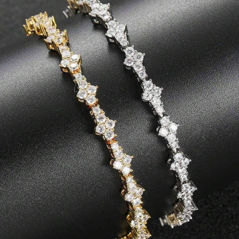 Pulsera de Tenis Clásica con Racimo | Oro blanco