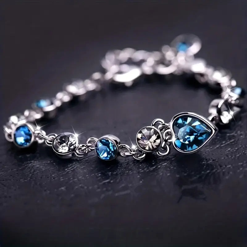 Pulsera Corazón Océano Brillo | Oro blanco