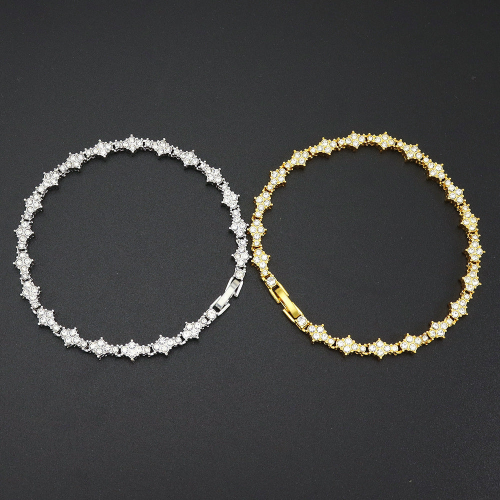 Pulsera de Tenis Clásica con Racimo | Oro blanco