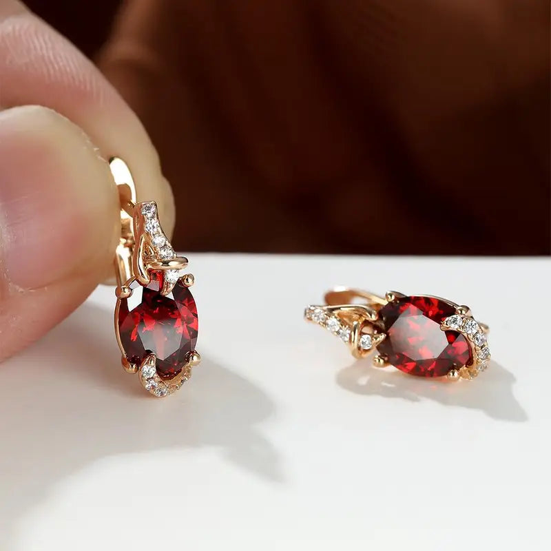Aretes Gota Crepúsculo Carmesí | Oro