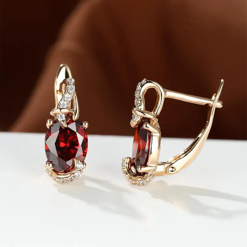 Aretes Gota Crepúsculo Carmesí | Oro