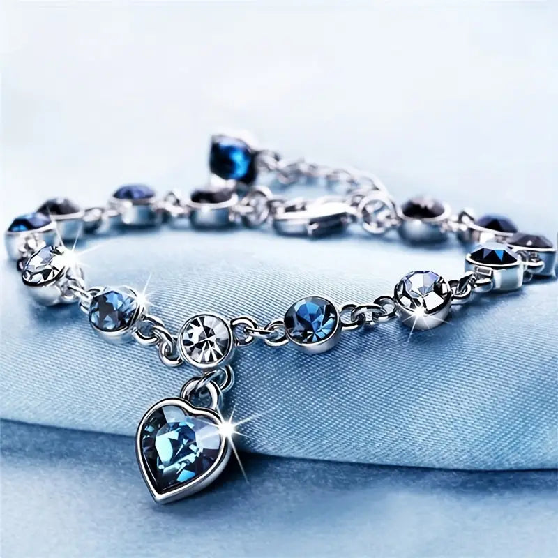 Pulsera Corazón Océano Brillo | Oro blanco