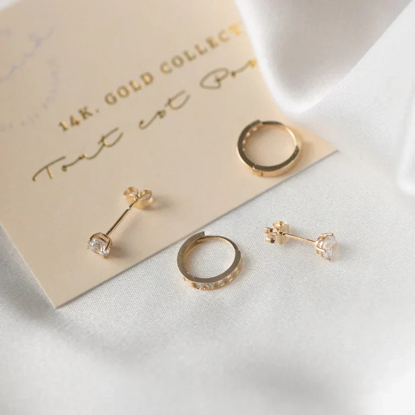 Juego de Aretes Dara Brillane con Piedras | Oro
