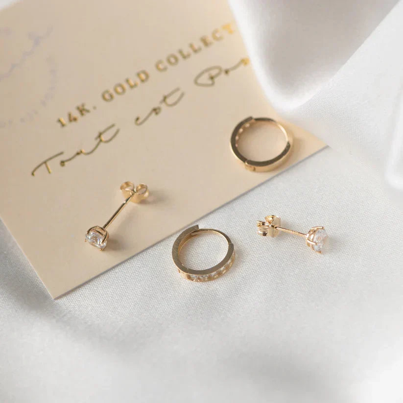 Juego de Aretes Dara Brillane con Piedras | Oro
