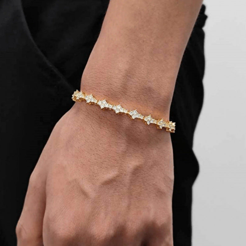 Pulsera de Tenis Clásica con Racimo | Oro blanco