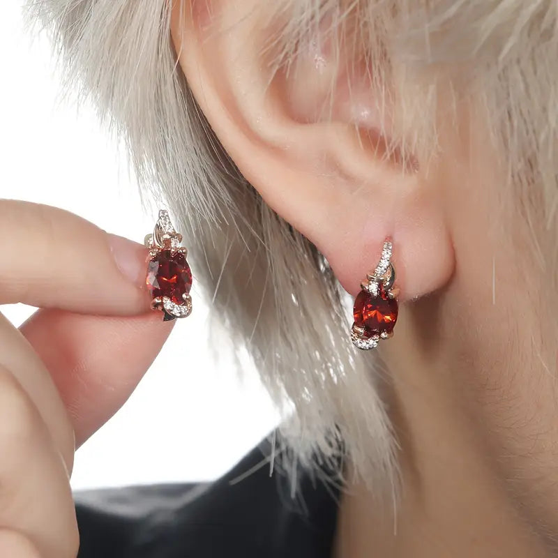 Aretes Gota Crepúsculo Carmesí | Oro