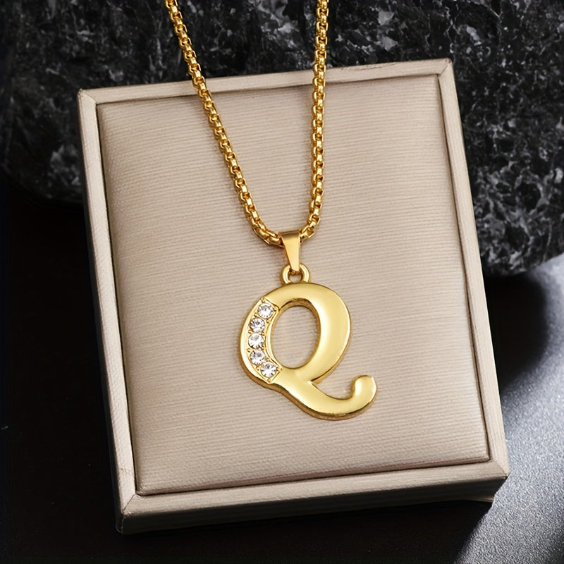 Collar con inicial de cristal | Oro