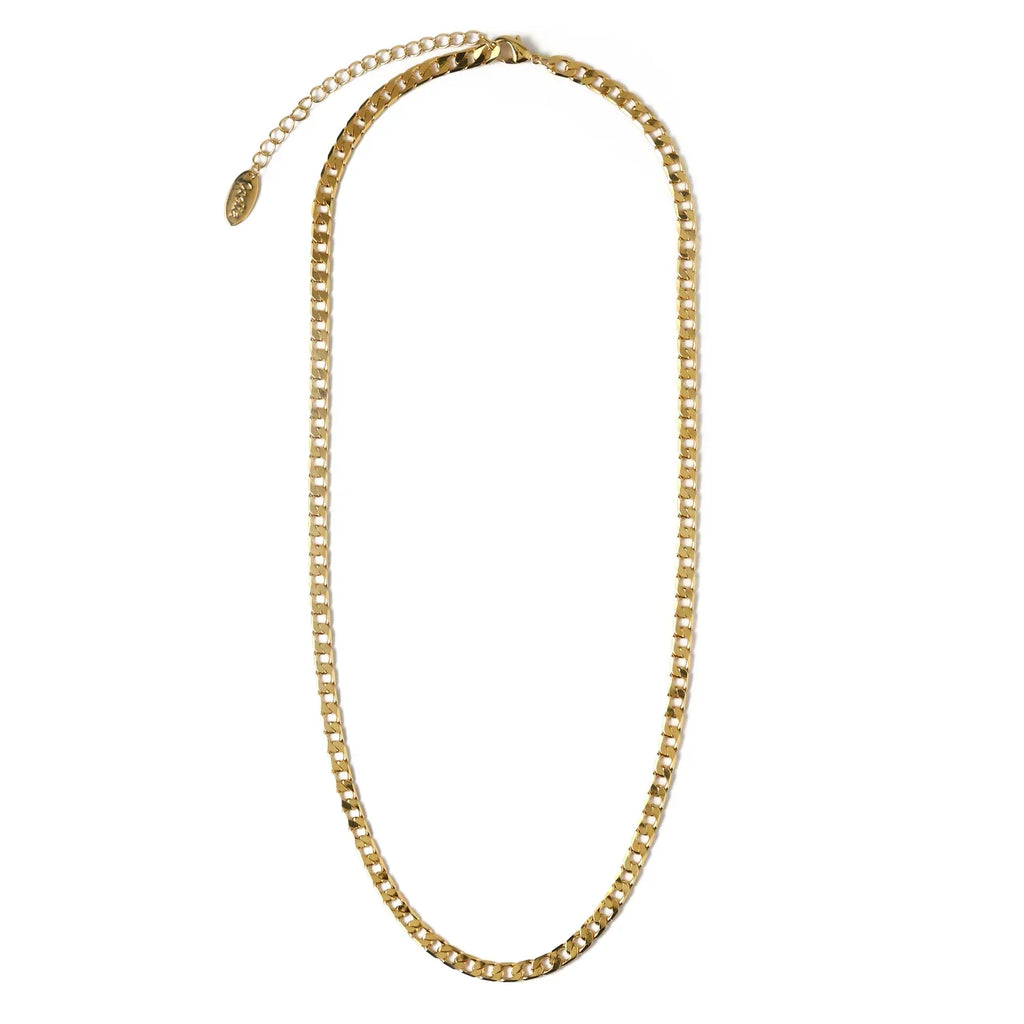 Collar Cadena Barbada de Eslabones Planos | Oro blanco