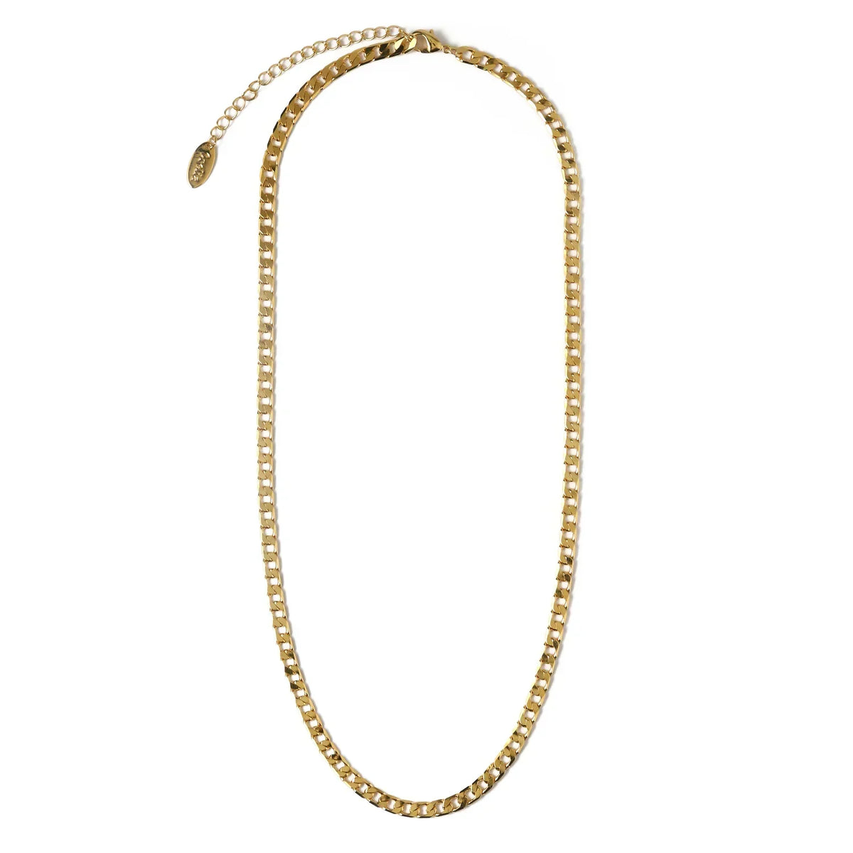 Collar Cadena Barbada de Eslabones Planos | Oro blanco