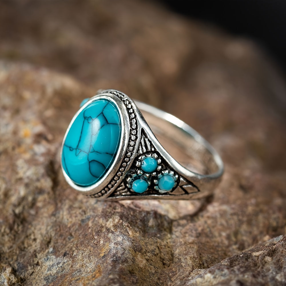 Anillo Piedra Azul Nómada | Oro blanco