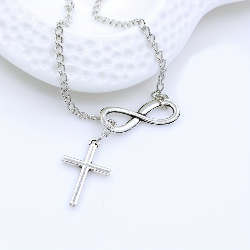 Collar con Dije Cruz Eterno | Oro blanco