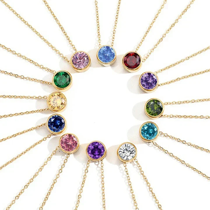 Collar Lunaria Gemmara con Piedra de Nacimiento | Oro blanco