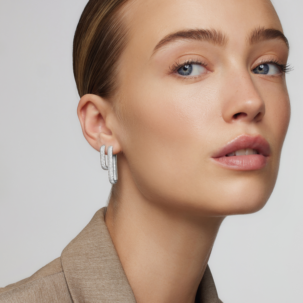 Arracadas Icon Pavé | Oro blanco