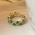 Anillo Calira Abierto Esmeralda Brillante | Oro