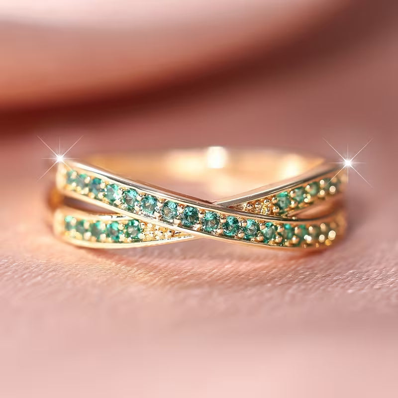 Anillo Flujo de Esmeralda | Oro