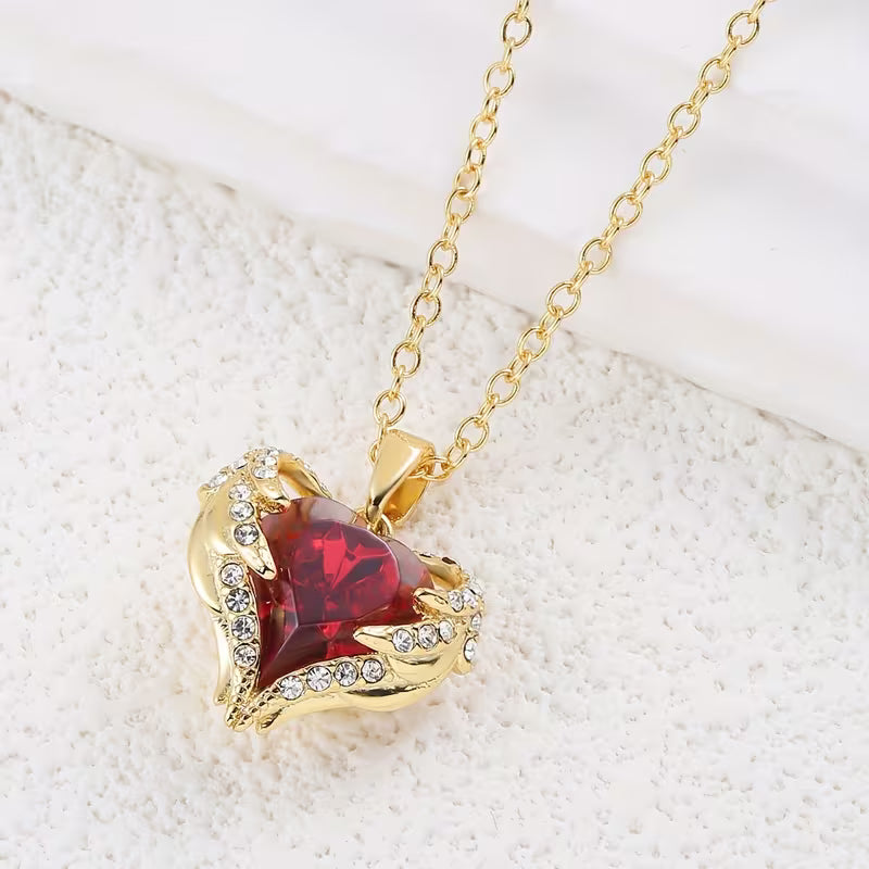 Collar Abrazo Angelical Corazón Rubí | Oro