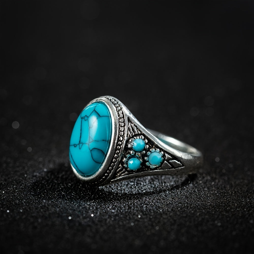 Anillo Piedra Azul Nómada | Oro blanco