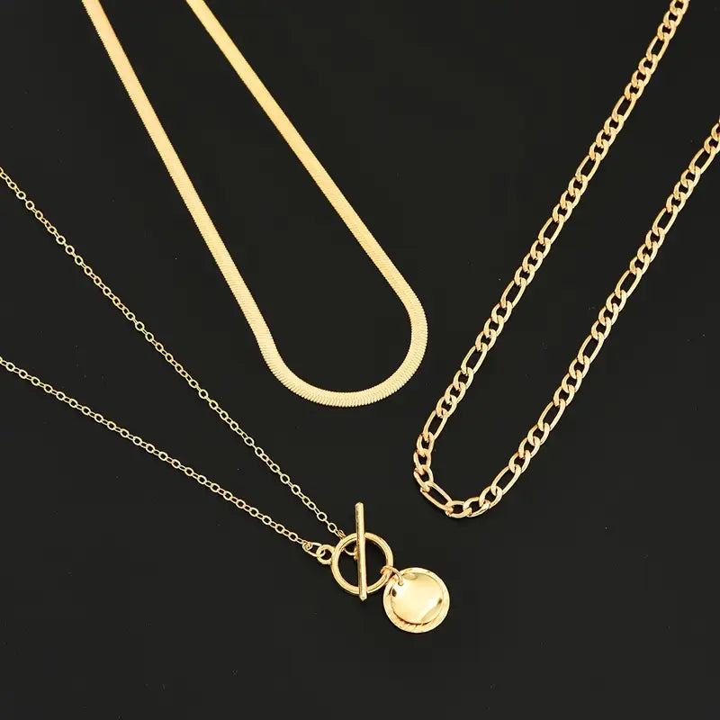 Collar Savira con Monedas Texturizadas en Capas | Oro