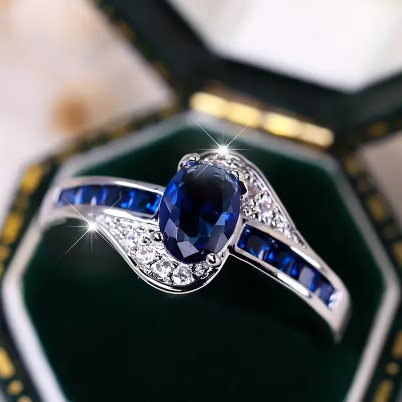 Anillo Flow de Zafiro | Oro blanco