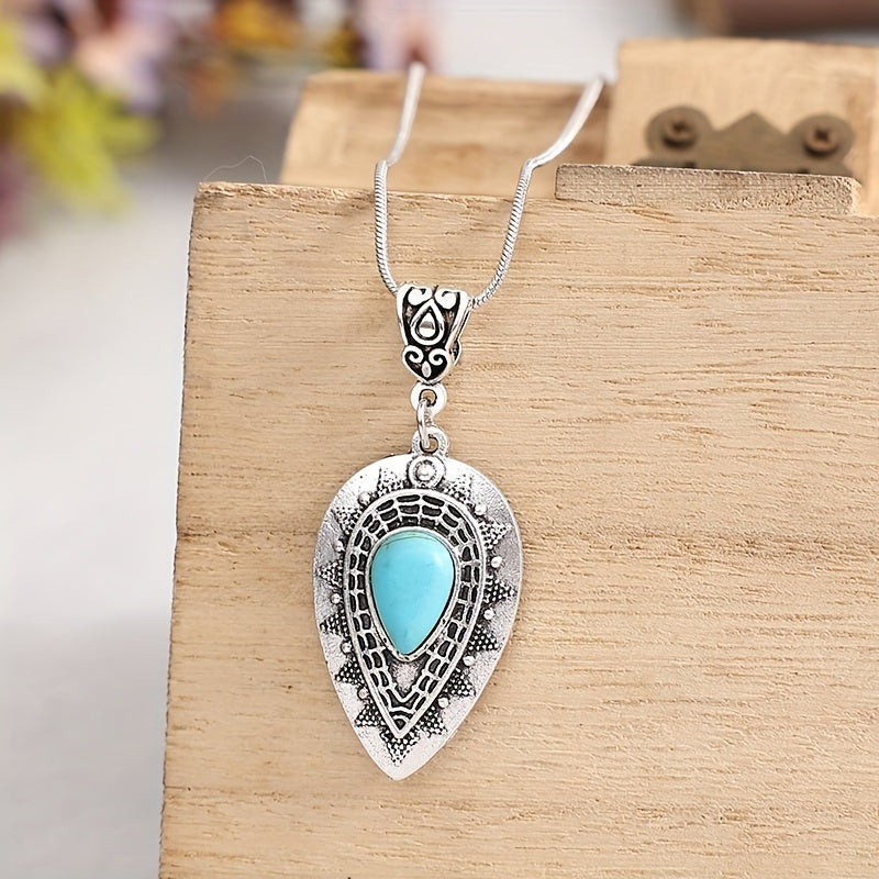 Collar con dije Arlisse Turquesa Gota | Oro blanco