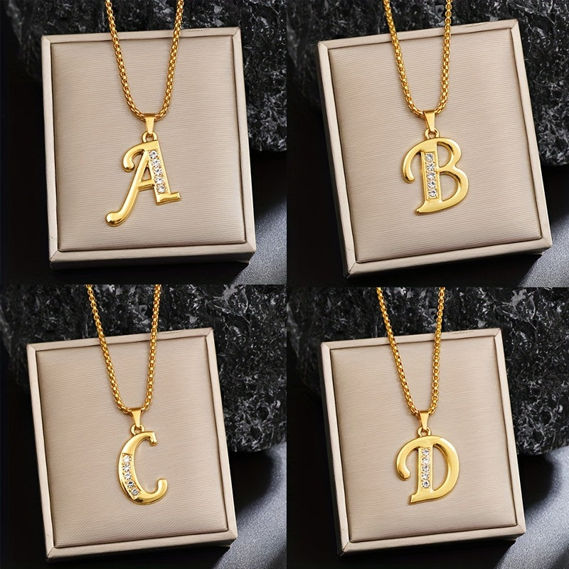 Collar con inicial de cristal | Oro