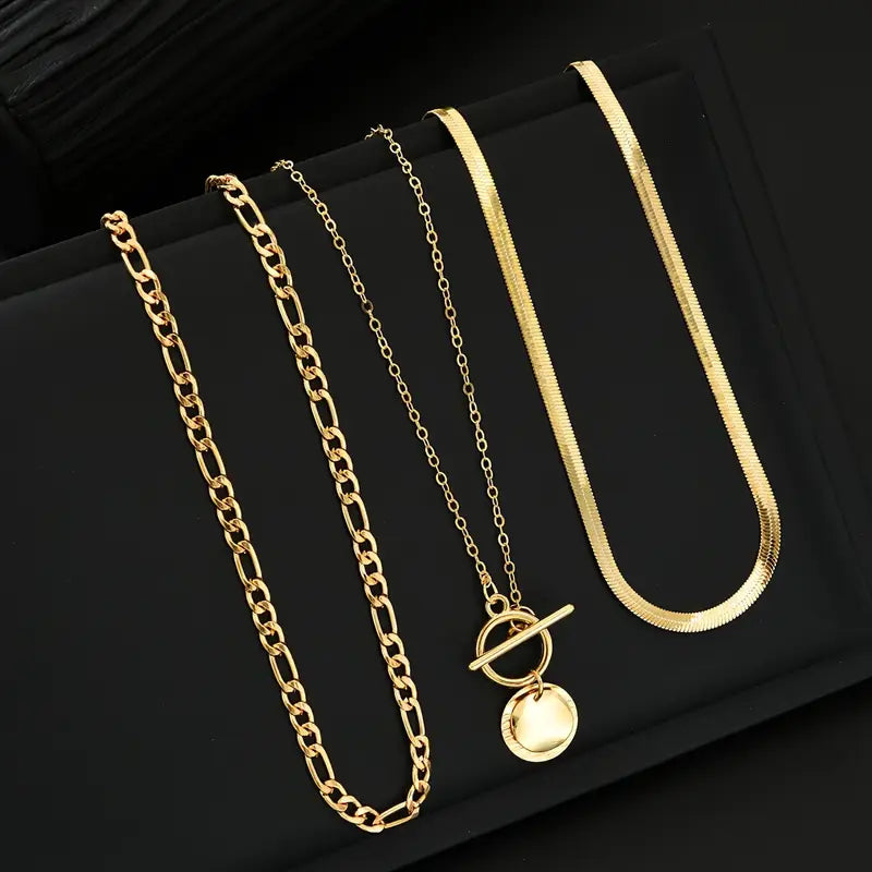 Collar Savira con Monedas Texturizadas en Capas | Oro