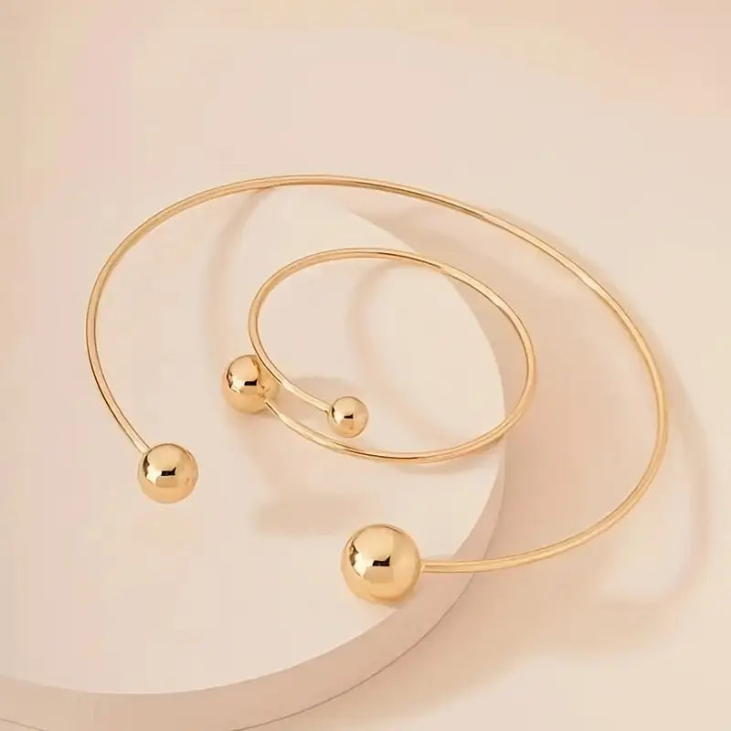Juego Pulsera Collar Brillo Minimalista | Oro