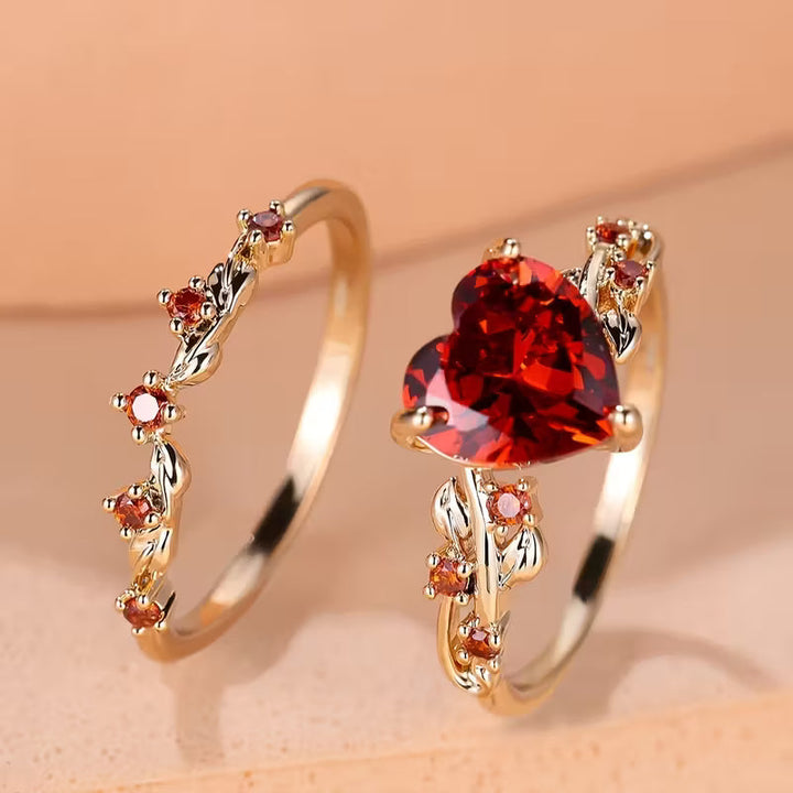 Juego de Anillos Redvine con Acento de Corazón | Oro