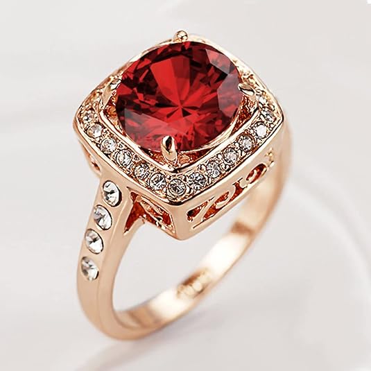 Anillo Llamativo de Rubí con Halo | Oro rosa