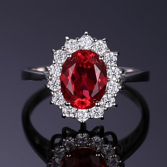 Anillo Clásico Rubí con Halo | Oro blanco