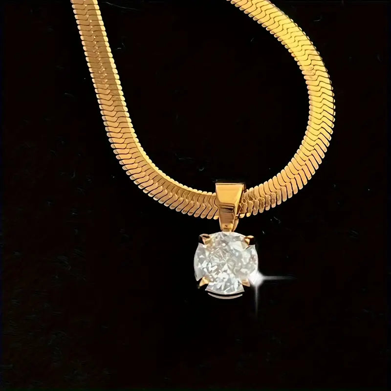 Collar con Dije de Diamantes de Imitación | Oro