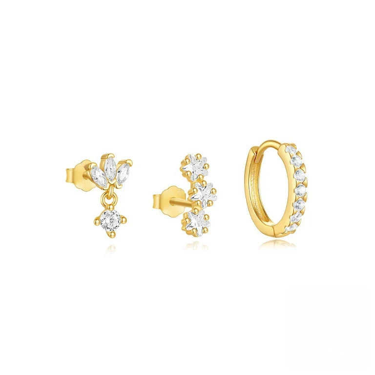 Juego Aretes Trio Mila Essentials Oro Unilateral