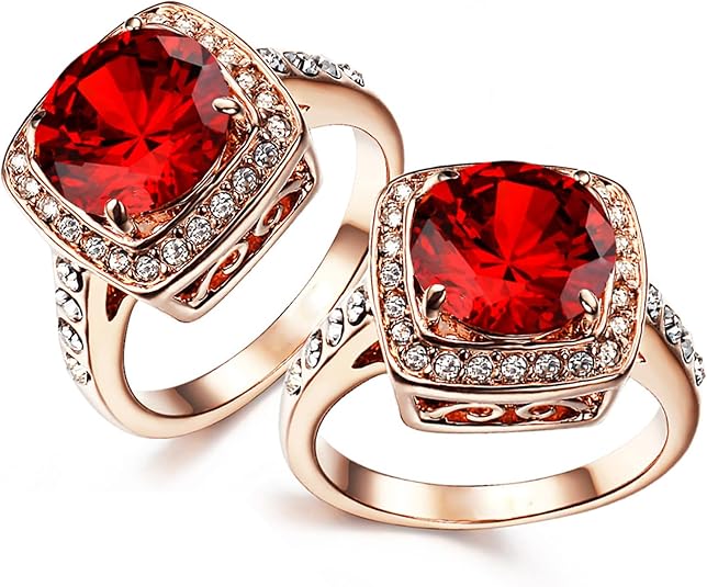 Anillo Llamativo de Rubí con Halo | Oro rosa