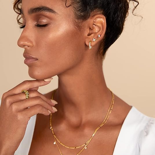 Aretes de botón de corte pera | Oro