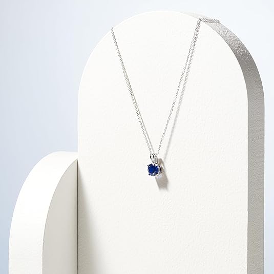 Collar con Zafiro Corte Redondo | Oro blanco