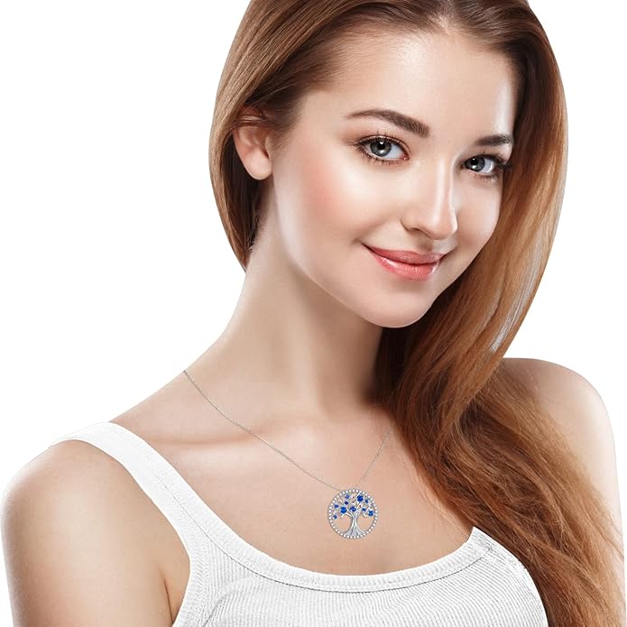 Collar Árbol de la Vida con Zafiro | Oro blanco