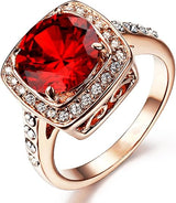 Anillo Llamativo de Rubí con Halo | Oro rosa