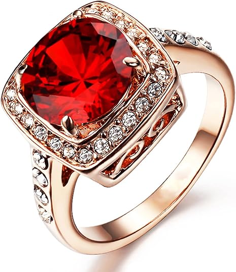 Anillo Llamativo de Rubí con Halo | Oro rosa