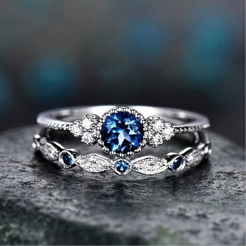 Juego de Anillos Sapphriel Corona | Oro blanco