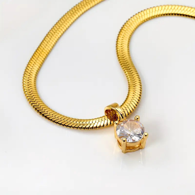 Collar con Dije de Diamantes de Imitación | Oro