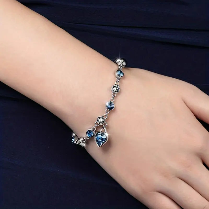 Pulsera Corazón Océano Brillo | Oro blanco
