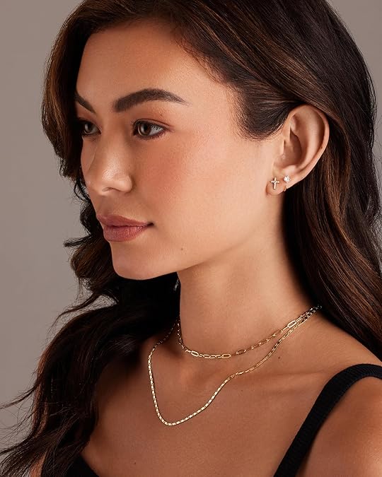 Aretes de botón cruz pavé | Oro